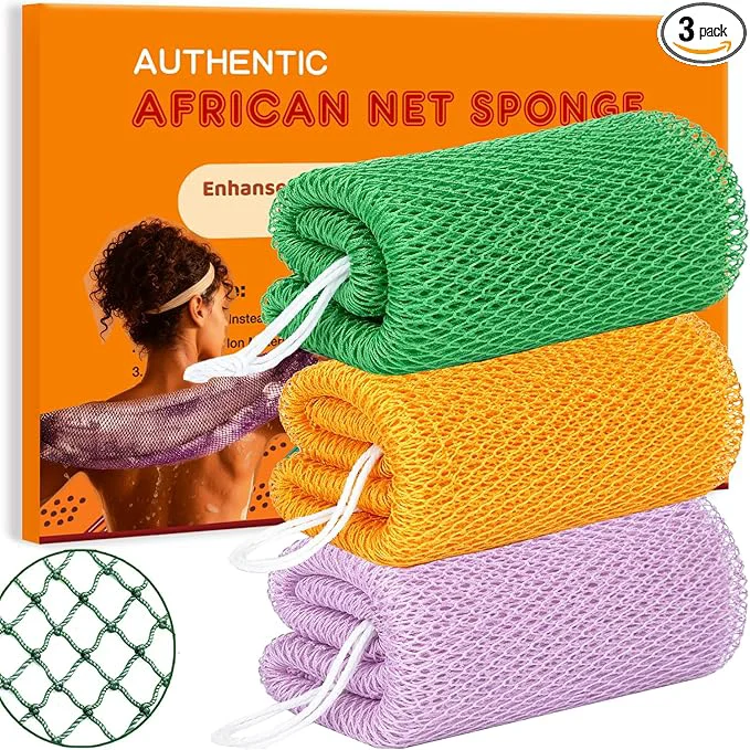 Dependable African Net Sponge 3 Pieces African Exfoliating Net Sponge Body Back Contemporary