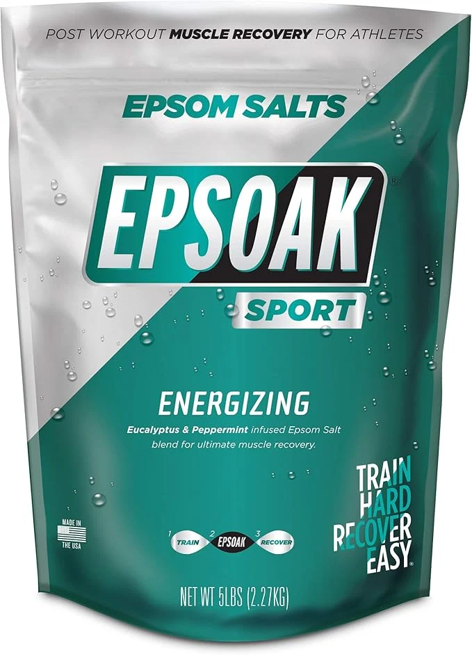 Premium Epsoak Sport Epsom Salt 5 lb. Magnesium Sulfate USP. Resealable Epsom Salt Bag Elite