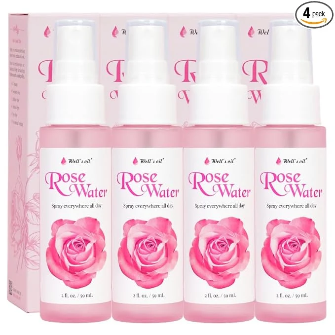 Crafted Well’s Oil Rosewater Face Hair Mist Spray 4-Pack Floral Rosewater Long-Lasting