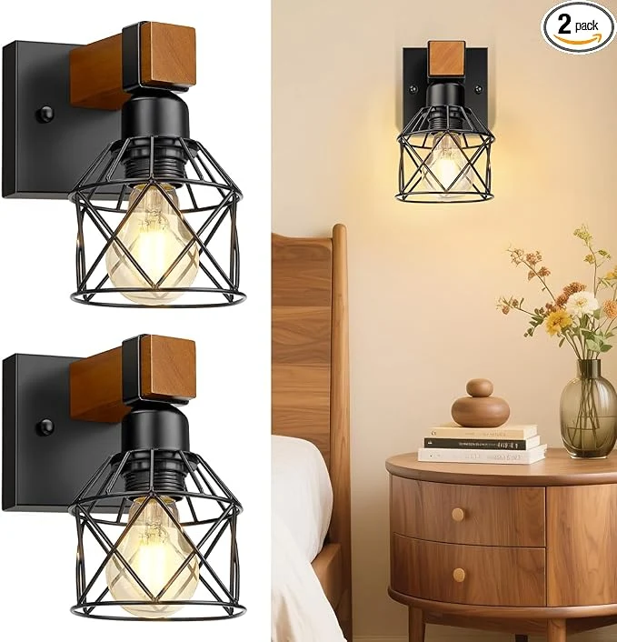 Innovative Wall Sconces Set of Two Farmhouse 1-Light Matte Black Vanity Lights Smart