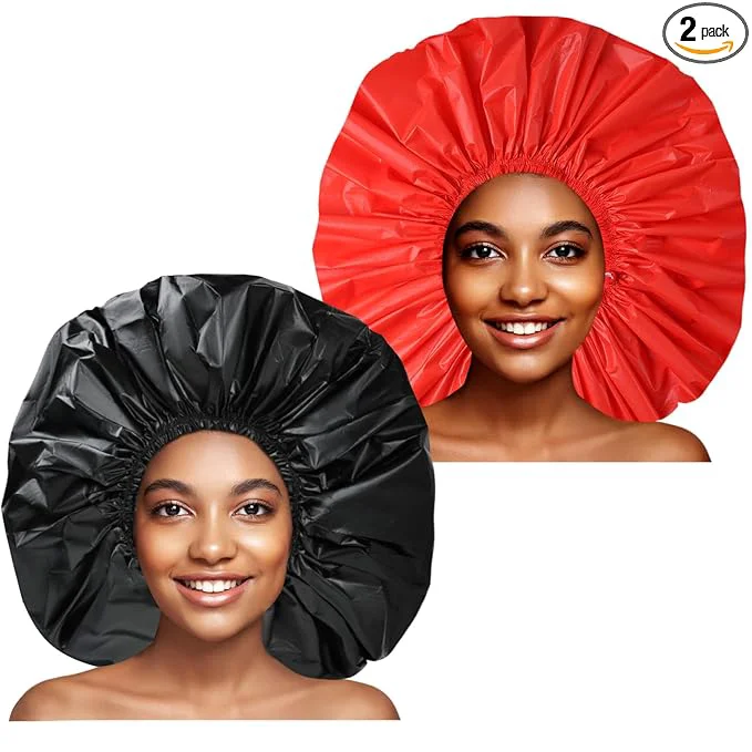 Excellent Jumbo Size Shower Cap 2 PCS Waterproof Shower Caps Relaxed
