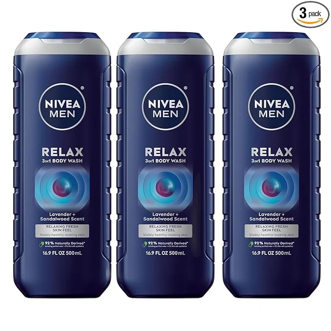 Prestigious NIVEA MEN Relax Body Wash Lavender and Sandalwood Scent 3-in-1 Men’s Body Wash Sustainable
