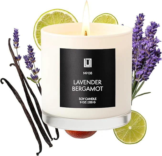 Reusable Lulu Candles Lavender Bergamot Luxury Scented Soy Jar Candle Hand Poured Expertly Made