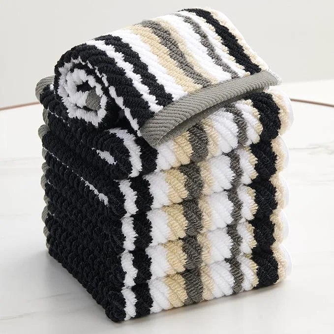 Classic VOOVA MOVAS Cotton Ultra Soft Black Striped Washcloths Outstanding