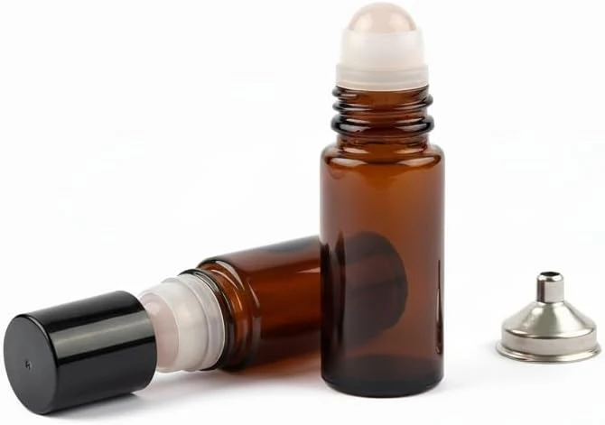 Exclusive 2 PCS 30ml Amber Glass Roll On Bottles Enhanced