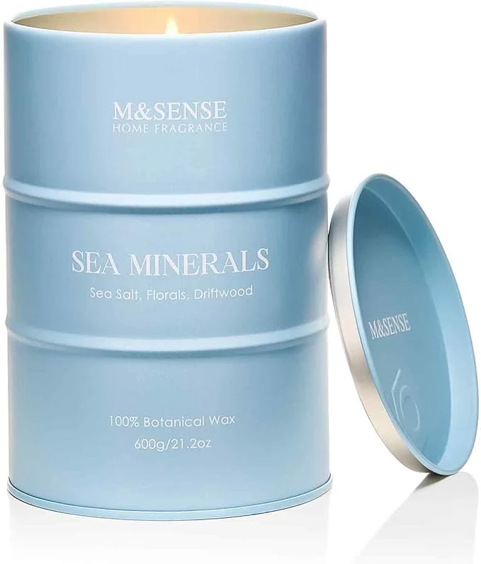Eco-Friendly M SENSE Sea Minerals Scented Candles Ocean Large Natural Soy Candles 21.2oz Exceptional