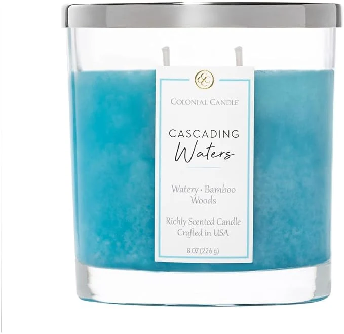 Smooth Colonial Candle Cascading Waters Scented Candle Jar Highly Fragranced Candles Eco-Friendly