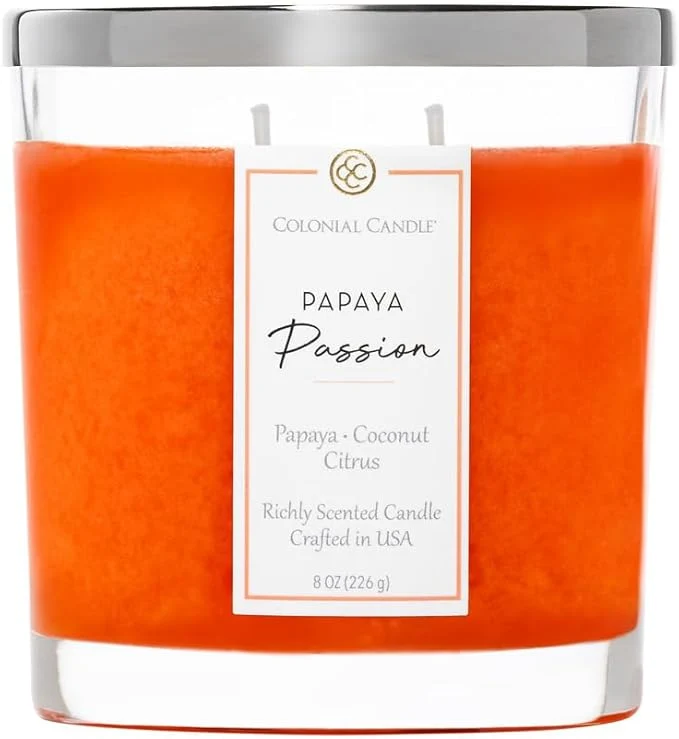 Versatile Colonial Candle Papaya Passion Scented Candle Jar Highly Fragranced Candles Environmentally Friendly