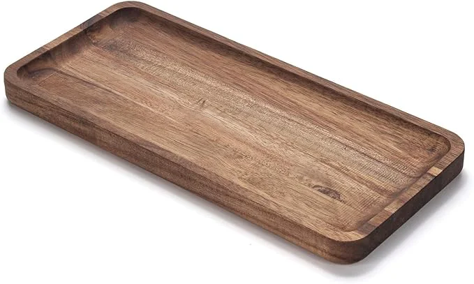 Specialty Bathroom Vanity Tray Acacia Wood Counter Tray Toilet Tank Tray Appetizer Unique