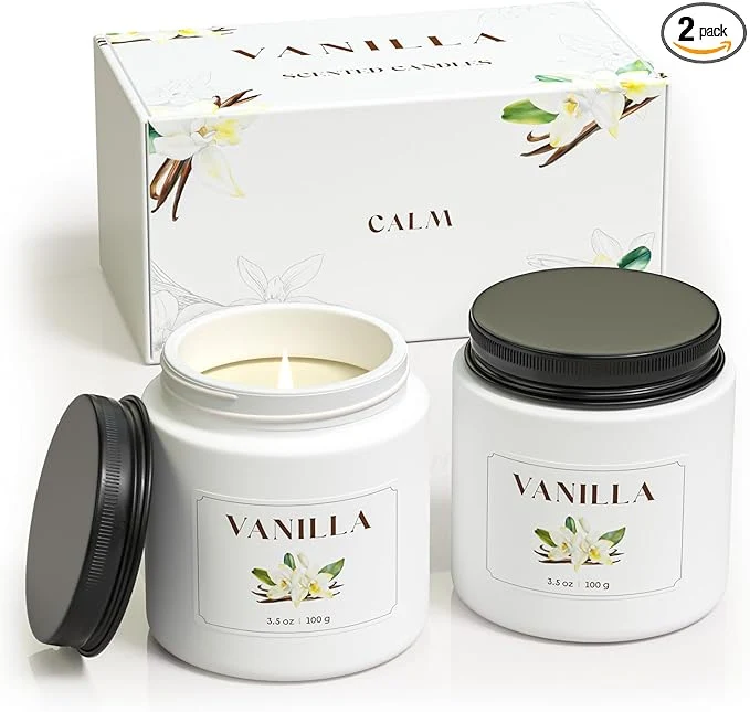 Certified NORVENCE Vanilla Candle Scented Candles Gift Set Stress Relief Candles Official