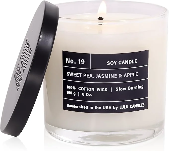 Next-Generation Lulu Candles Sweet Pea Jasmine Apple Luxury Scented Soy Jar Candle Solid