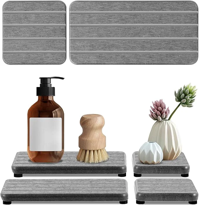Superior 4PCS Stone Drying Tray for Bathroom Sink and Kitchen Counter Fast Drying Long-Lasting