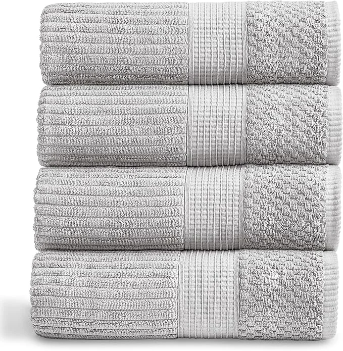 Minimalist Springtree Home Cotton Bath Towel Set of 4 Super Soft Absorbent Relaxed