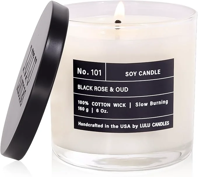 Fashionable Lulu Candles Black Rose Oud Luxury Scented Soy Jar Candle Hand Poured Long-Lasting