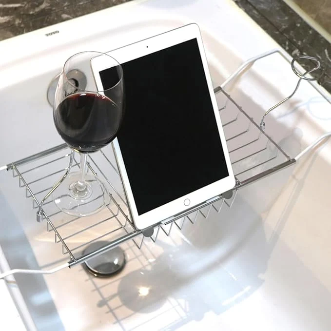 Functional BDL Bathtub Caddy Tray Expandable Bath Tub Table Safe