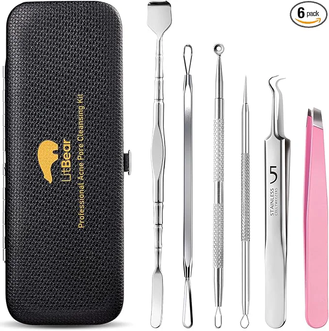 Classic Litbear 6 Pcs Blackhead Remover Tools Pimple Popper Tool Kit Acne Tools World-Class