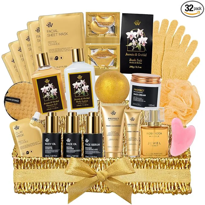 Original Design 32 Pcs Mother’s Day Gifts Orchid Spa Basket Gift Set Smooth