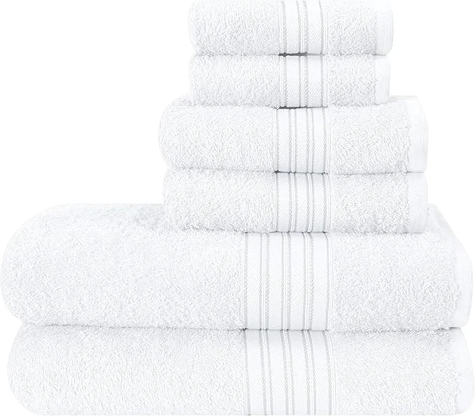 Responsible BOUTIQUO 6 Pack Cotton Towel Set Contains 2 Bath Towels 28×55 inch 2 Hand Soft