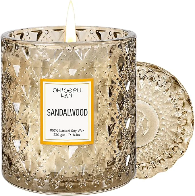 Exceptional Chloefu LAN Sandalwood Candle Dad Gifts Candle Natural Soy Scented Candles Dependable
