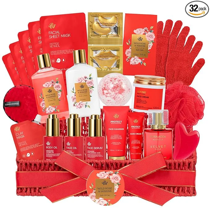 Contemporary 32 Pcs Mother’s Day Gift Hydrating Face Skin Care Set Home Spa Basket Certified