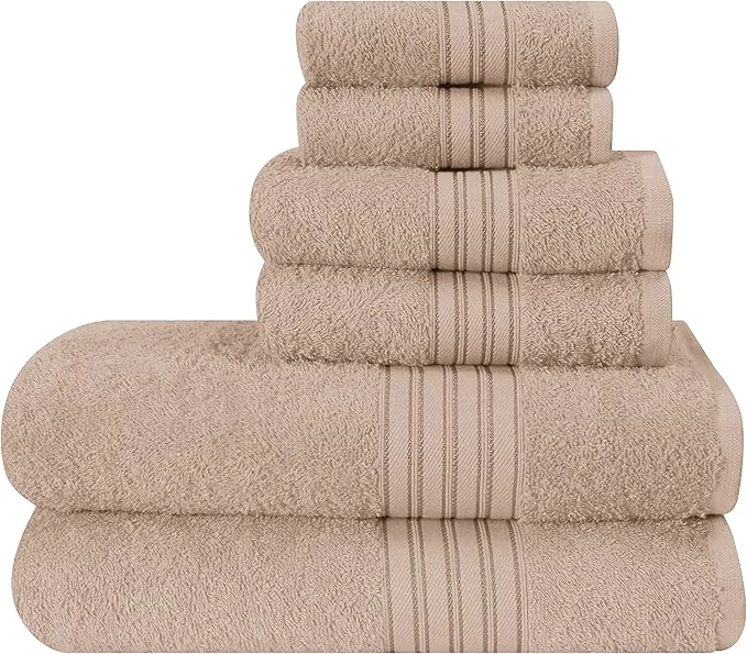 Secure BOUTIQUO 6 Pack Cotton Towel Set Contains 2 Bath Towels 28×55 inch 2 Hand Powerful
