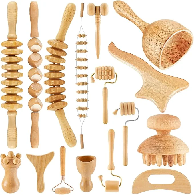 Clean 16-in-1 Wood Therapy Massage Tools Set Maderoterapia Kit Therapy Tools Detailed
