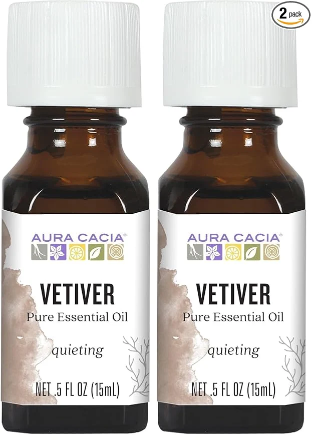 Outstanding Aura Cacia Pure Vetiver Essential Oil 0.5 fl. oz. Vetiveria zizanioides Smooth