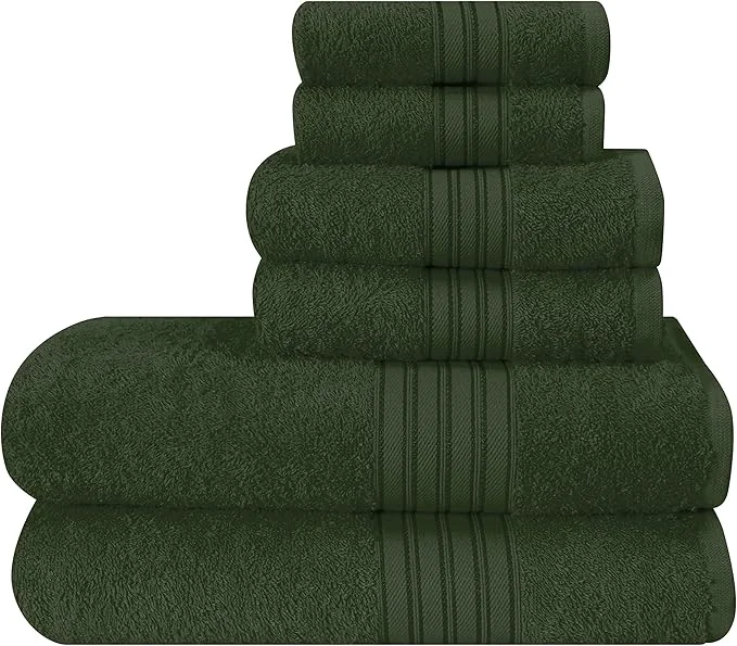High-Performance BOUTIQUO 6 Pack Cotton Towel Set Contains 2 Bath Towels 28×55 inch 2 Hand Fine