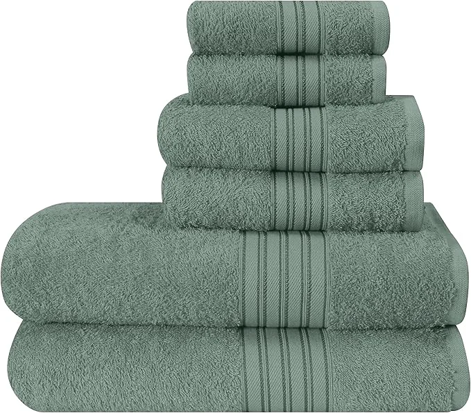 Sophisticated BOUTIQUO 6 Pack Cotton Towel Set Contains 2 Bath Towels 28×55 inch 2 Hand Premium