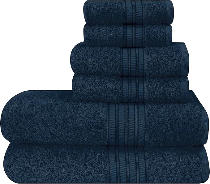 Top-Quality BOUTIQUO 6 Pack Cotton Towel Set Contains 2 Bath Towels 28×55 inch 2 Hand Authentic