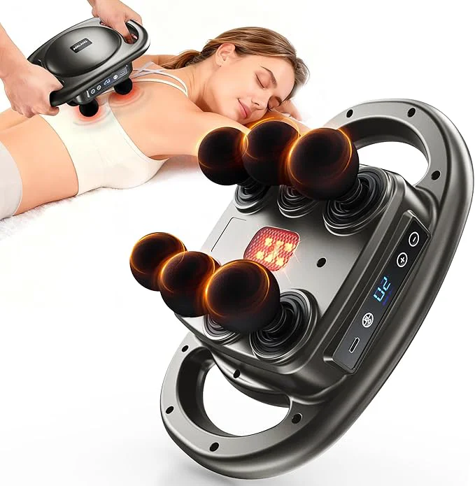 Long-Lasting AERLANG Massage Gun Deep Tissue 6 Head Muscle Massager Back Massager Functional