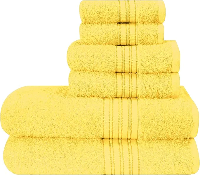 Modern BOUTIQUO 6 Pack Cotton Towel Set Contains 2 Bath Towels 28×55 inch 2 Hand Pure
