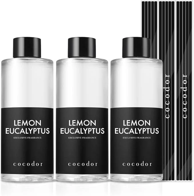 Fashionable COCODOR Reed Diffuser Oil Refill Lemon Eucalyptus 6.7oz 3 Pack Aromatherapy Contemporary