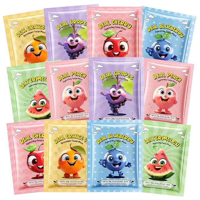 Contemporary Kaely 12 Pack Fruit Face Masks for Kids Kids Face Mask Spa Day Kit Supplies Lightweight