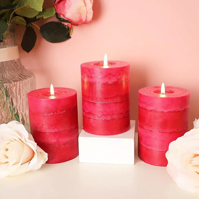 Smart Scented Pillar Candles Long-Lasting Burning No Drip Candles Red 3×4 inch Exclusive
