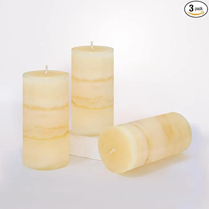 World-Class 3×6 Inches Jasmine Scented Pillar Candles Ivory White Hand-Poured Long Burning Expertly Made