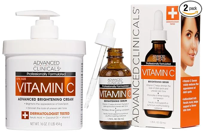 Modern Advanced Clinicals Vitamin C Cream Vitamin C Serum 2PC Skincare Set Carefully Designed
