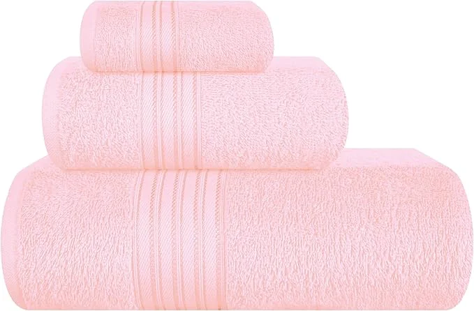 Outstanding BOUTIQUO Ultra Soft 3 Pack Cotton Towel Set Contains a Bath Towels 28×55 inch Fine Crafted