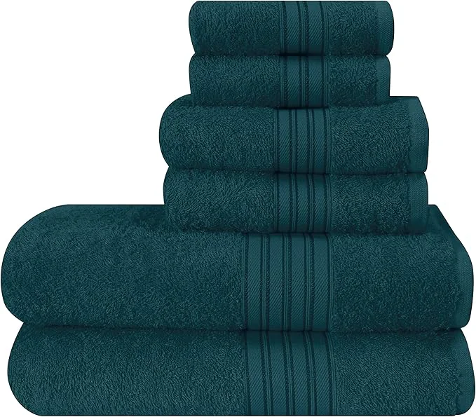 Certified BOUTIQUO 6 Pack Cotton Towel Set Contains 2 Bath Towels 28×55 inch 2 Hand Quality