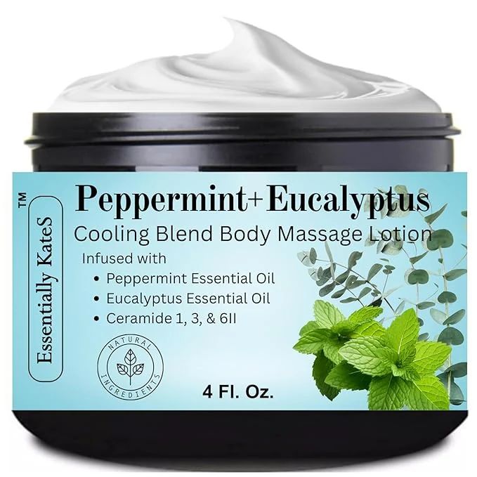 Elegant Essentially KateS Peppermint Eucalyptus Cooling Blend Cream Lotion 4 Fl Oz Long-Lasting