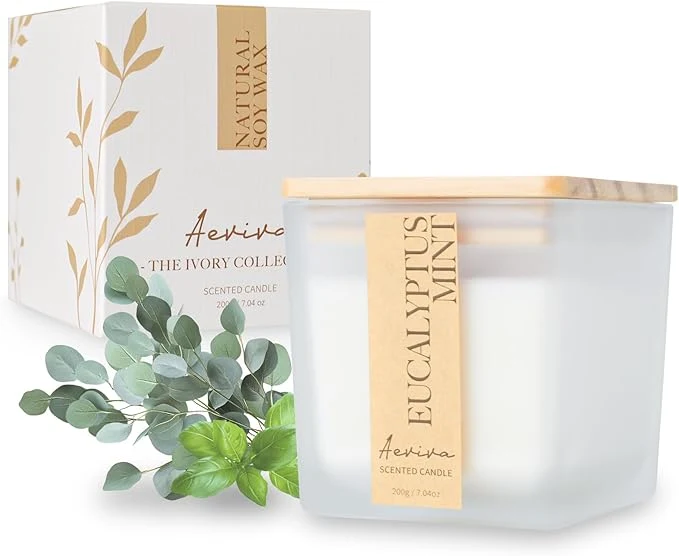 Soft Eucalyptus Mint Scented Candle 7.04oz 40 Hour Burn Natural Soy Wax Dependable