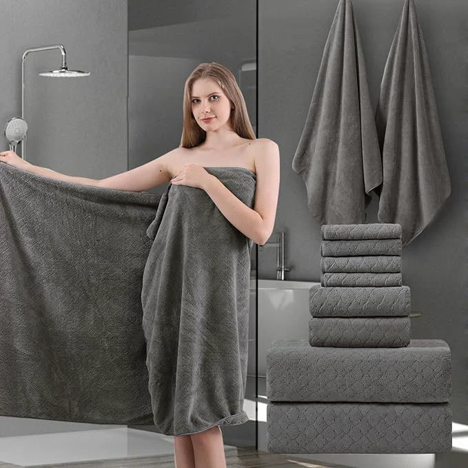 Healthy 8-Piece Bath Towels Set 2 Oversized Large Bath Towels Sheet 2 Hand Towels and Exceptional