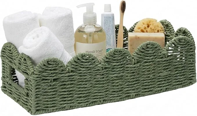 Detailed Scalloped Green Toilet Tank Basket Classic
