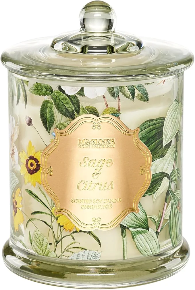 Next-Generation M SENSE Sage Citrus Soy Candles Natural Organic 2 Wick 12.7oz 75H Long Lasting Carefully Designed