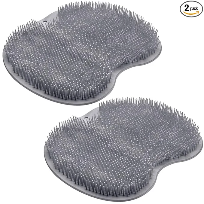 Elite 2PACK Shower Foot Scrubber Mat Back Washer Back Exfoliating Bath Wash Pad Wall Reusable