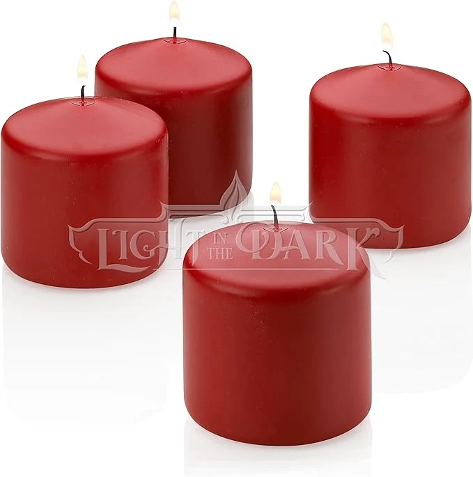 Exclusive Light In The Dark 4 Red Apple Cinnamon Scented Pillar Candle 3 Inch Tall X 3 Long-Lasting