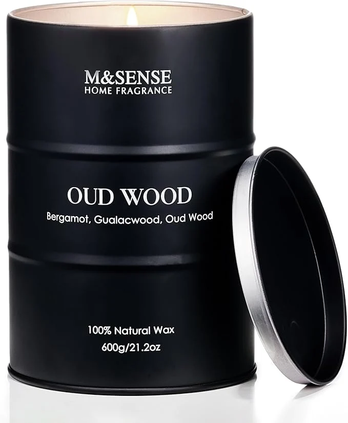 Casual M SENSE Oud Wood Large Scented Candles Natural Soy Wax 21.2oz Long Lasting Up Quality
