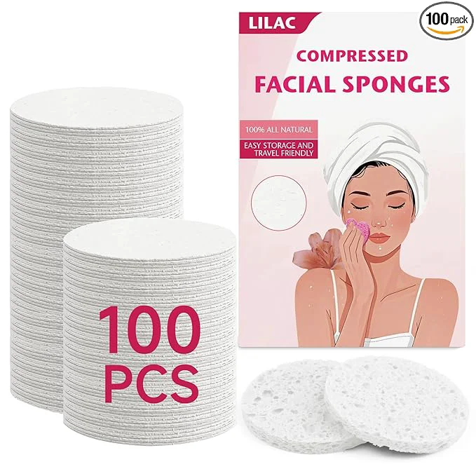 Next-Generation 100 Count Compressed Facial Sponges Natural Cellulose Eco-Friendly Makeup First-Class