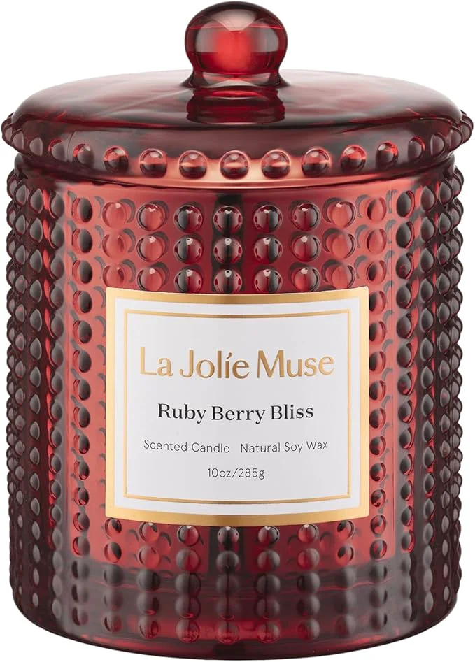 Trusted LA JOLIE MUSE Ruby Berry Bliss Scented Candle Mandarin Cranberry Plum 10 Efficient