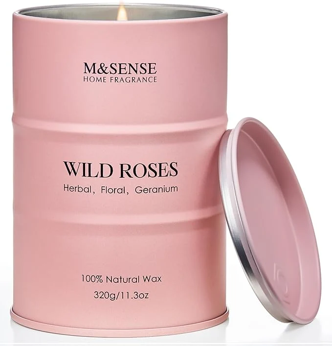 Premium Material M SENSE Wild Rose Natural Scented Candle 70 Hours Long Lasting Soy Candles High-Performance